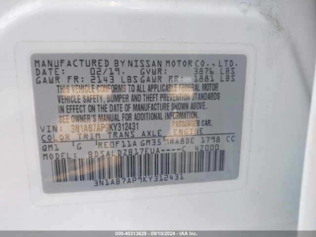 Photo 8 VIN: 3N1AB7AP9KY312431 - NISSAN SENTRA 