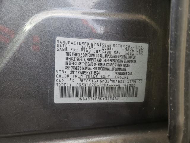 Photo 9 VIN: 3N1AB7AP9KY313594 - NISSAN SENTRA S 