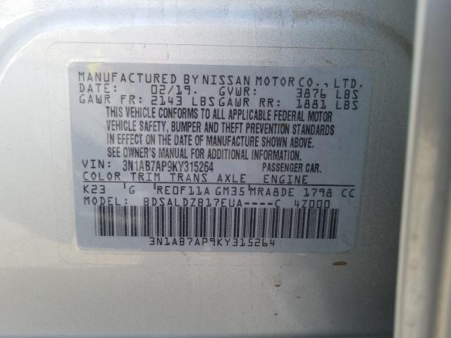 Photo 9 VIN: 3N1AB7AP9KY315264 - NISSAN SENTRA S 