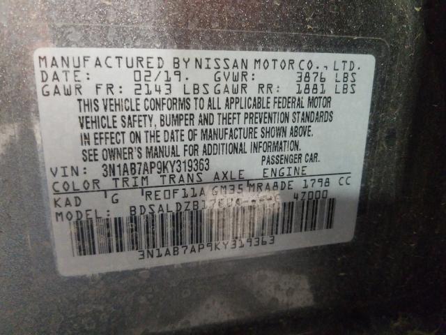 Photo 9 VIN: 3N1AB7AP9KY319363 - NISSAN SENTRA S 