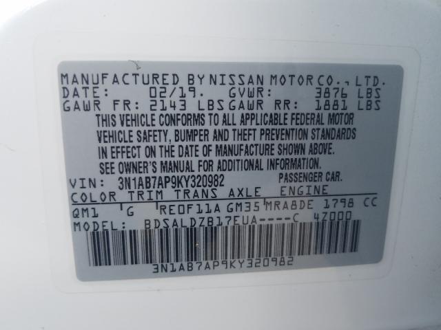 Photo 9 VIN: 3N1AB7AP9KY320982 - NISSAN SENTRA S 