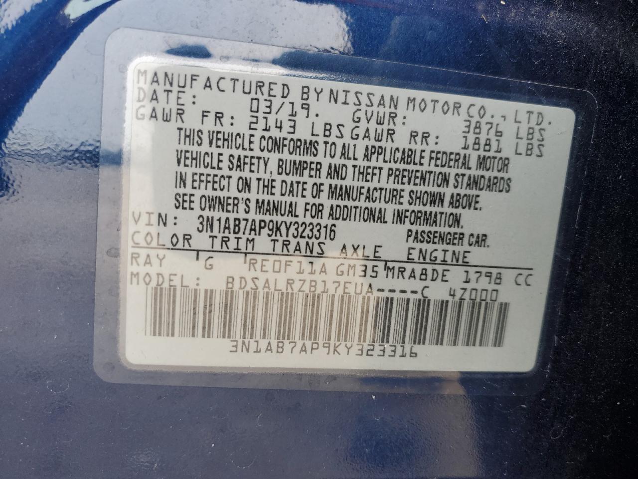 Photo 11 VIN: 3N1AB7AP9KY323316 - NISSAN SENTRA 