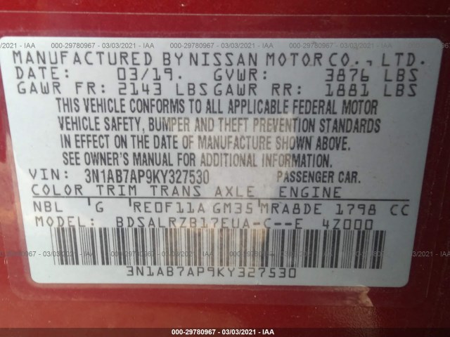 Photo 8 VIN: 3N1AB7AP9KY327530 - NISSAN SENTRA 