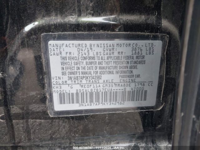 Photo 8 VIN: 3N1AB7AP9KY342982 - NISSAN SENTRA 