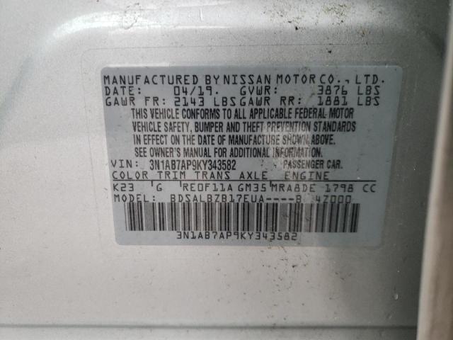 Photo 9 VIN: 3N1AB7AP9KY343582 - NISSAN SENTRA S 