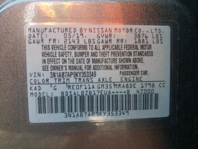 Photo 9 VIN: 3N1AB7AP9KY353349 - NISSAN SENTRA S 