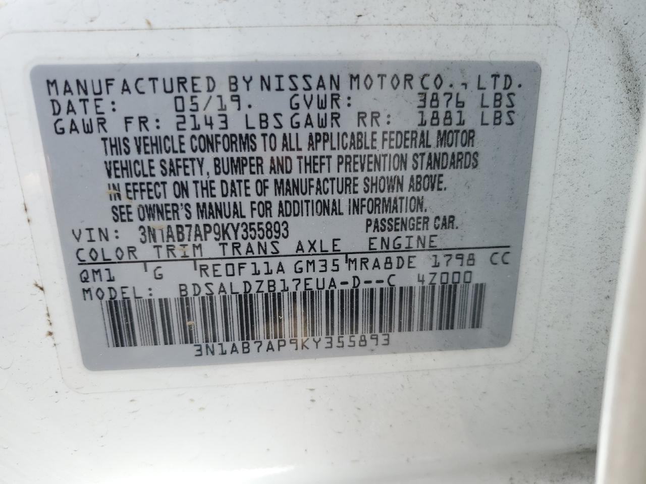 Photo 11 VIN: 3N1AB7AP9KY355893 - NISSAN SENTRA 