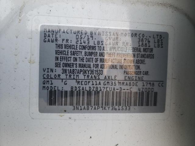 Photo 11 VIN: 3N1AB7AP9KY361533 - NISSAN SENTRA S 