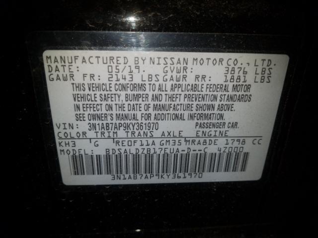 Photo 9 VIN: 3N1AB7AP9KY361970 - NISSAN SENTRA S 