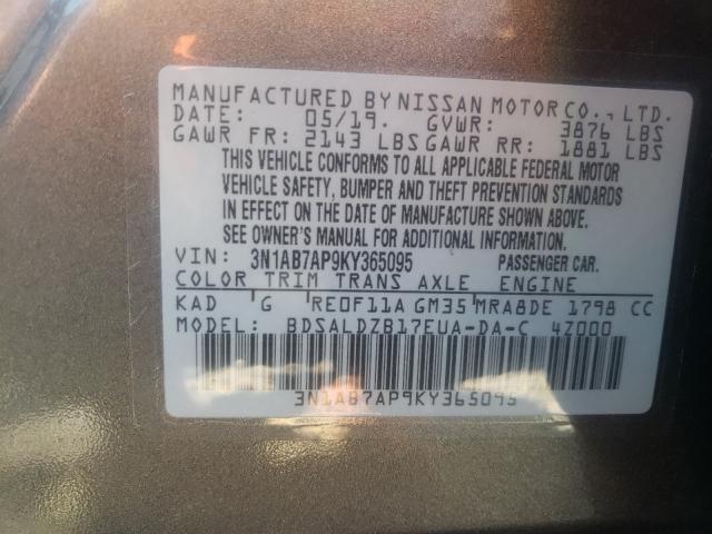 Photo 9 VIN: 3N1AB7AP9KY365095 - NISSAN SENTRA S 