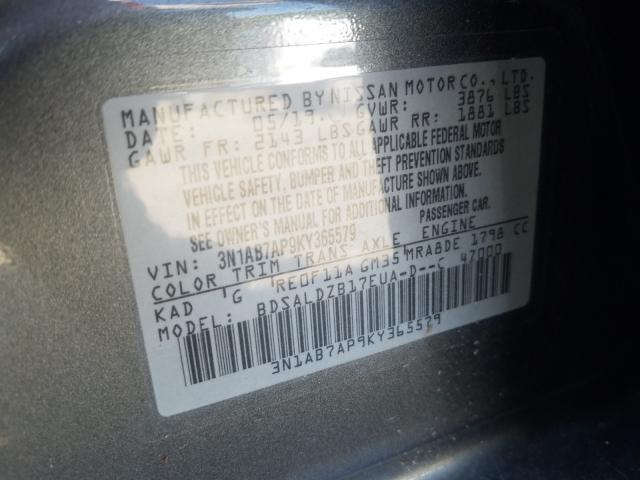 Photo 9 VIN: 3N1AB7AP9KY365579 - NISSAN SENTRA S 