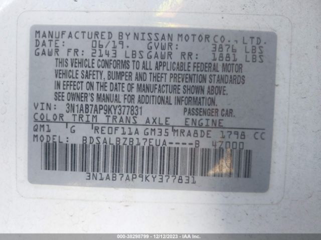 Photo 8 VIN: 3N1AB7AP9KY377831 - NISSAN SENTRA 