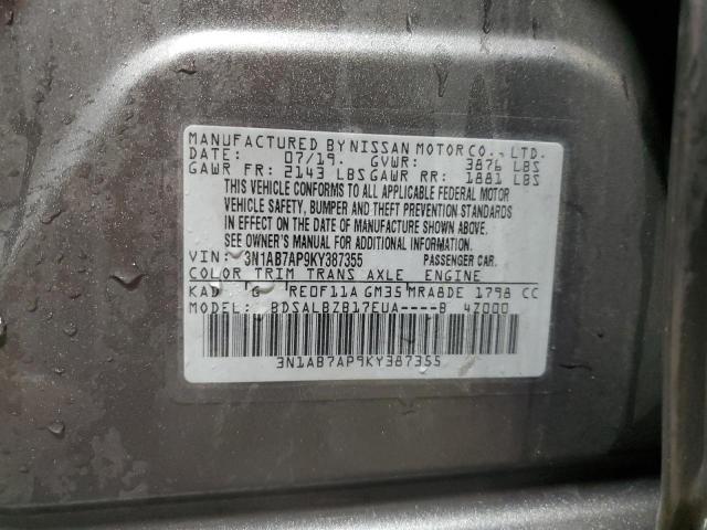 Photo 12 VIN: 3N1AB7AP9KY387355 - NISSAN SENTRA S 