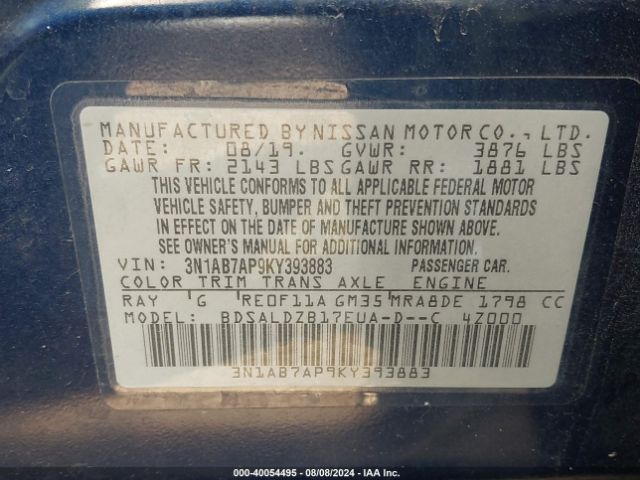 Photo 8 VIN: 3N1AB7AP9KY393883 - NISSAN SENTRA 