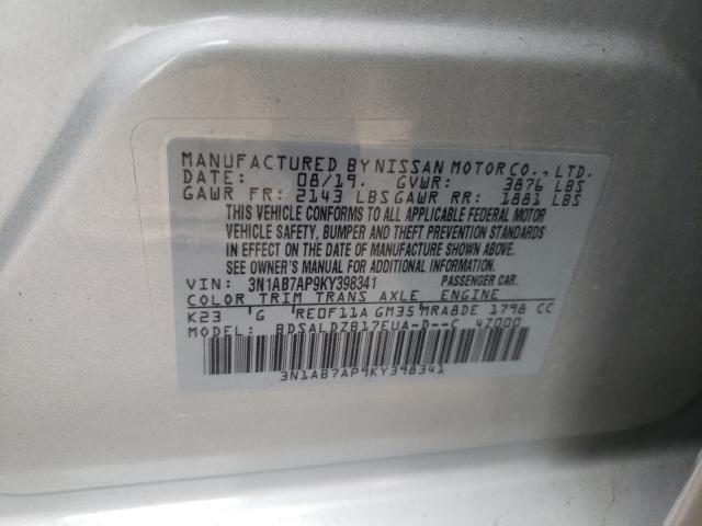 Photo 9 VIN: 3N1AB7AP9KY398341 - NISSAN SENTRA S 