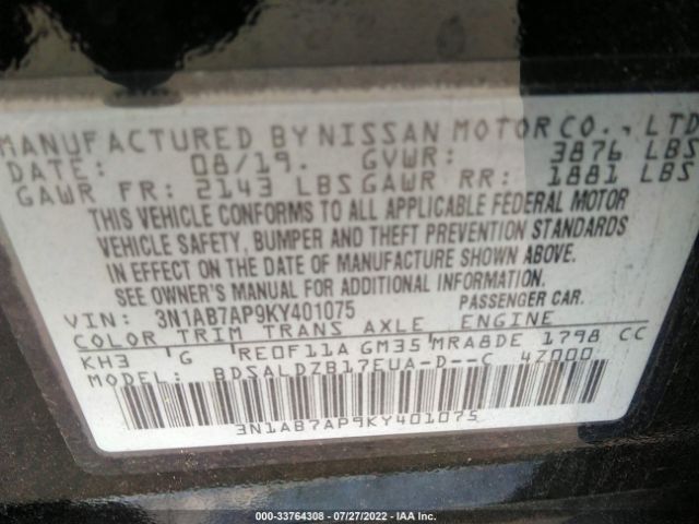 Photo 8 VIN: 3N1AB7AP9KY401075 - NISSAN SENTRA 