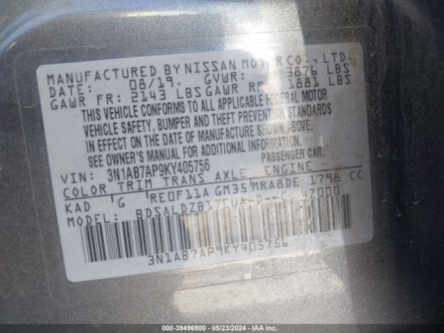 Photo 8 VIN: 3N1AB7AP9KY405756 - NISSAN SENTRA 