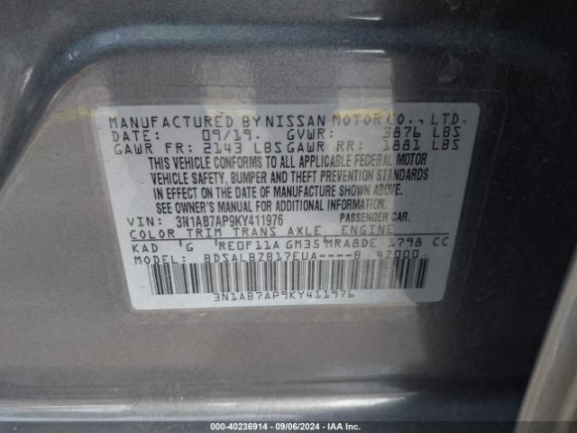 Photo 8 VIN: 3N1AB7AP9KY411976 - NISSAN SENTRA 