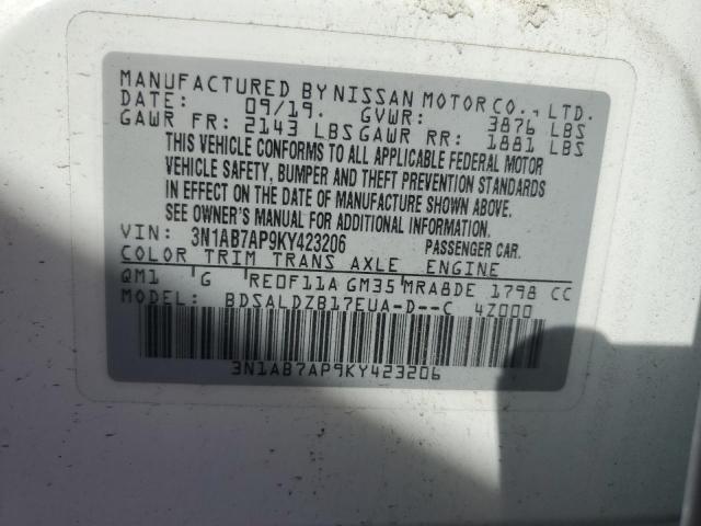 Photo 11 VIN: 3N1AB7AP9KY423206 - NISSAN SENTRA S 