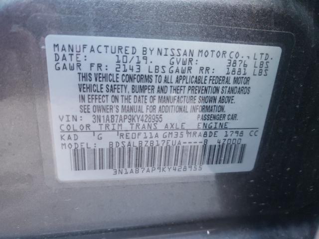 Photo 9 VIN: 3N1AB7AP9KY428955 - NISSAN SENTRA S 