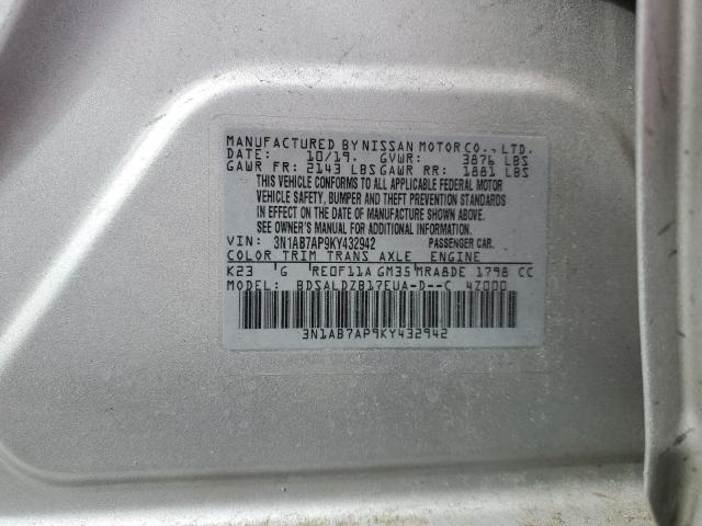 Photo 11 VIN: 3N1AB7AP9KY432942 - NISSAN SENTRA S 