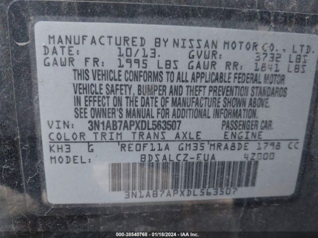 Photo 8 VIN: 3N1AB7APXDL563507 - NISSAN SENTRA 