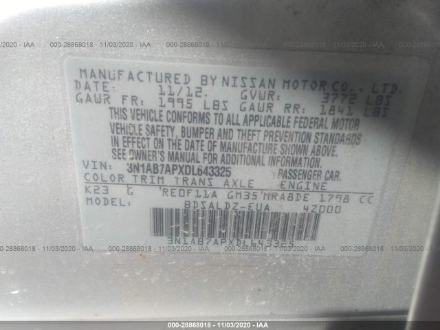 Photo 8 VIN: 3N1AB7APXDL643325 - NISSAN SENTRA 