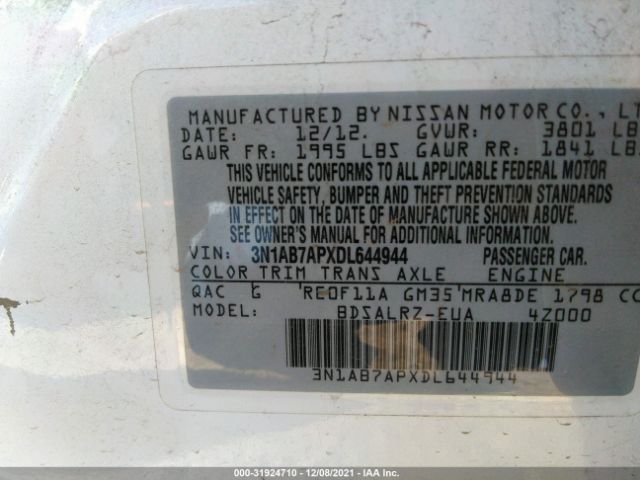 Photo 8 VIN: 3N1AB7APXDL644944 - NISSAN SENTRA 