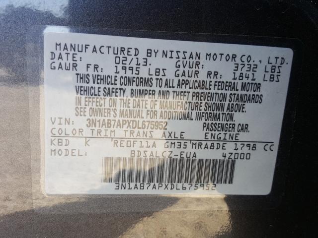 Photo 9 VIN: 3N1AB7APXDL675952 - NISSAN SENTRA S 