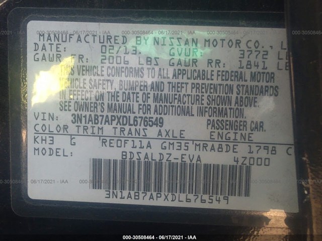 Photo 8 VIN: 3N1AB7APXDL676549 - NISSAN SENTRA 