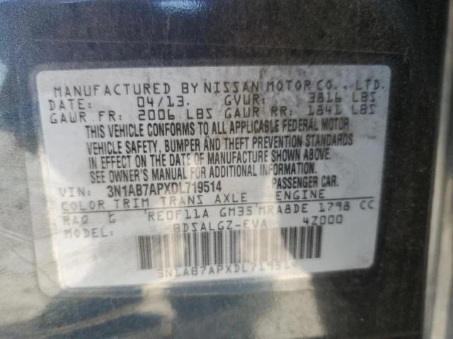 Photo 12 VIN: 3N1AB7APXDL719514 - NISSAN SENTRA S 