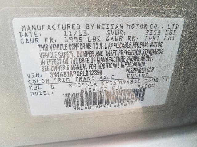 Photo 9 VIN: 3N1AB7APXEL612898 - NISSAN SENTRA S 