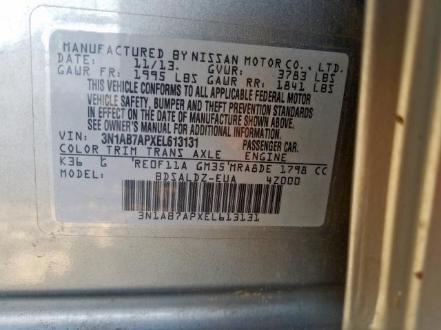 Photo 9 VIN: 3N1AB7APXEL613131 - NISSAN SENTRA S 