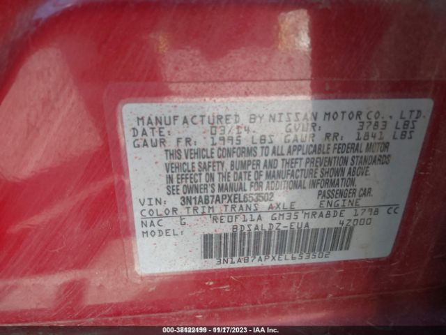 Photo 8 VIN: 3N1AB7APXEL653502 - NISSAN SENTRA 