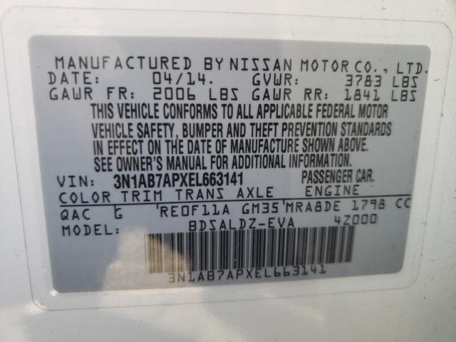 Photo 9 VIN: 3N1AB7APXEL663141 - NISSAN SENTRA S 