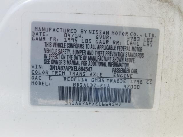 Photo 9 VIN: 3N1AB7APXEL664547 - NISSAN SENTRA S 