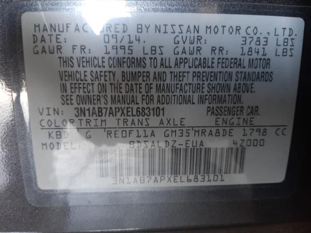 Photo 9 VIN: 3N1AB7APXEL683101 - NISSAN SENTRA S 