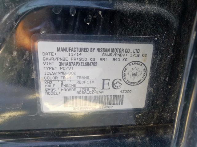 Photo 9 VIN: 3N1AB7APXEL694762 - NISSAN SENTRA S 