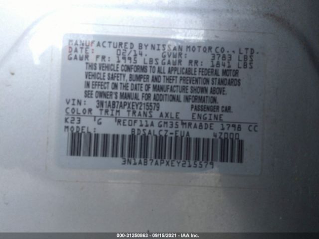 Photo 8 VIN: 3N1AB7APXEY215579 - NISSAN SENTRA 