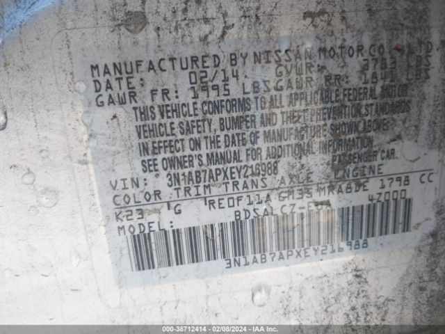 Photo 8 VIN: 3N1AB7APXEY216988 - NISSAN SENTRA 