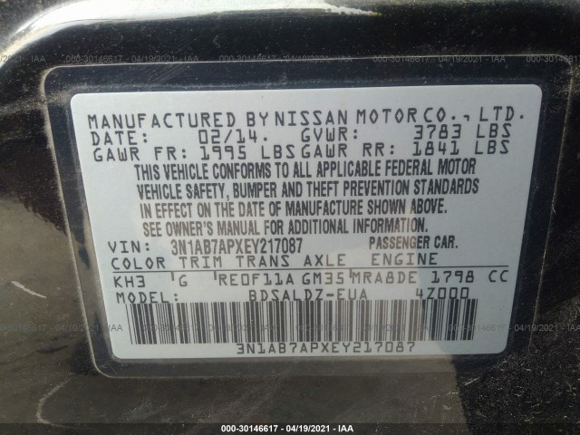 Photo 8 VIN: 3N1AB7APXEY217087 - NISSAN SENTRA 