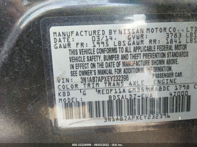 Photo 8 VIN: 3N1AB7APXEY232396 - NISSAN SENTRA 