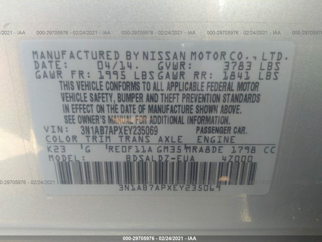 Photo 8 VIN: 3N1AB7APXEY235069 - NISSAN SENTRA 