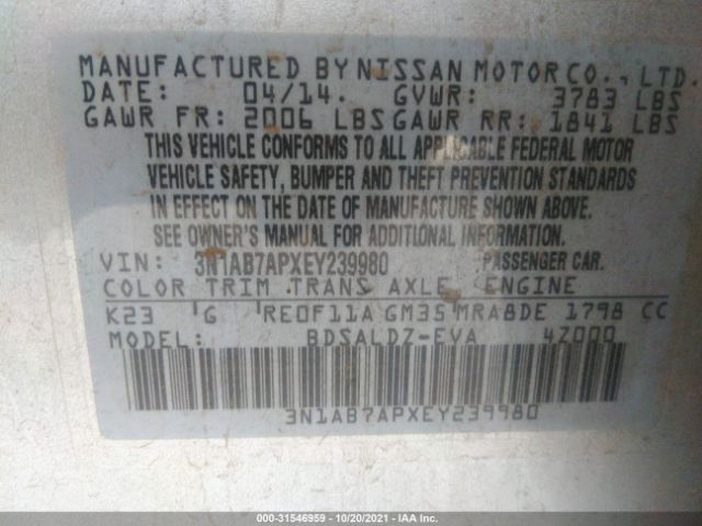 Photo 8 VIN: 3N1AB7APXEY239980 - NISSAN SENTRA 