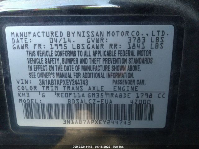 Photo 8 VIN: 3N1AB7APXEY244743 - NISSAN SENTRA 