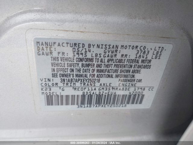 Photo 8 VIN: 3N1AB7APXEY250218 - NISSAN SENTRA 