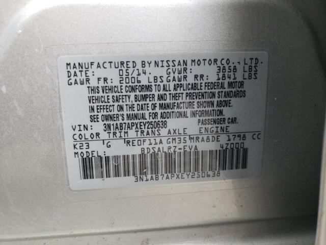 Photo 9 VIN: 3N1AB7APXEY250638 - NISSAN SENTRA S 