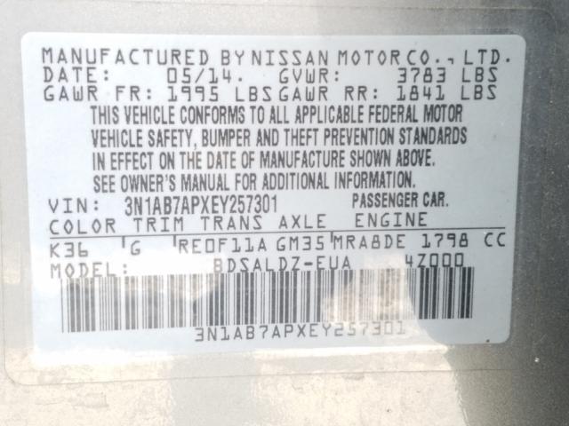 Photo 9 VIN: 3N1AB7APXEY257301 - NISSAN SENTRA S 