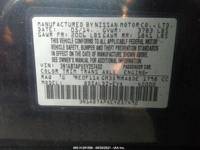 Photo 8 VIN: 3N1AB7APXEY257492 - NISSAN SENTRA 