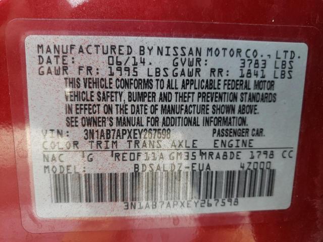 Photo 9 VIN: 3N1AB7APXEY267598 - NISSAN SENTRA S 